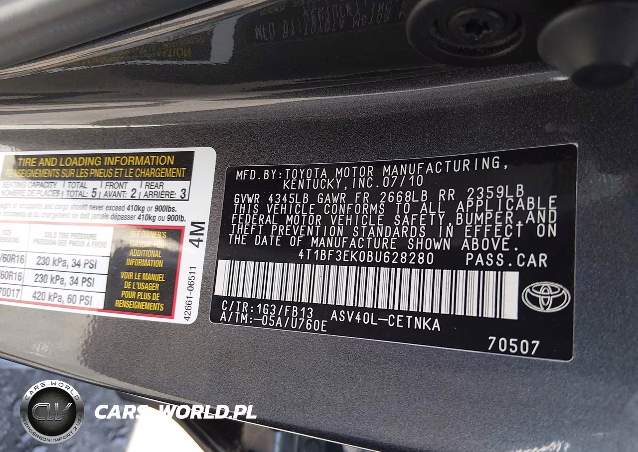 2011 Toyota Camry Le VIN:4T1BF3EK0BU628280 - 9
