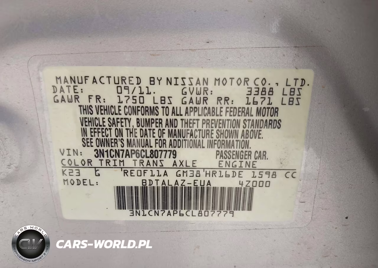 2012 Nissan Versa 1.6 S VIN:3N1CN7AP6CL807779 - 9