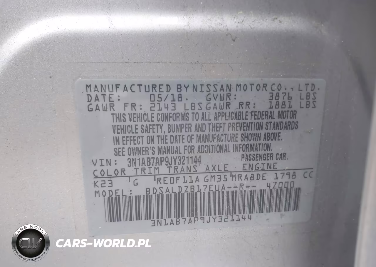 2018 Nissan Sentra Sv VIN:3N1AB7AP9JY321144 - 9