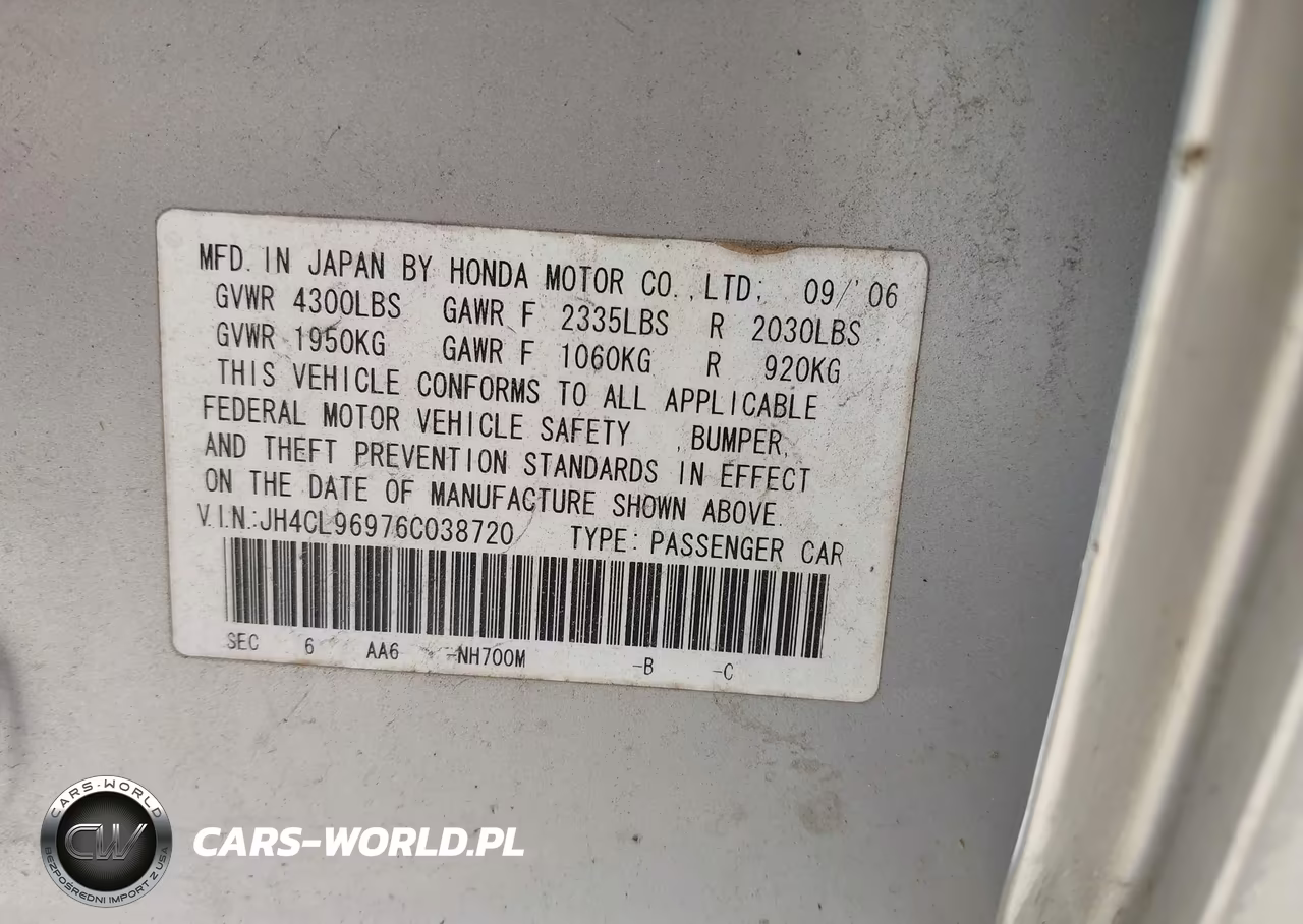 2006 Acura Tsx VIN:JH4CL96976C038720 - 9