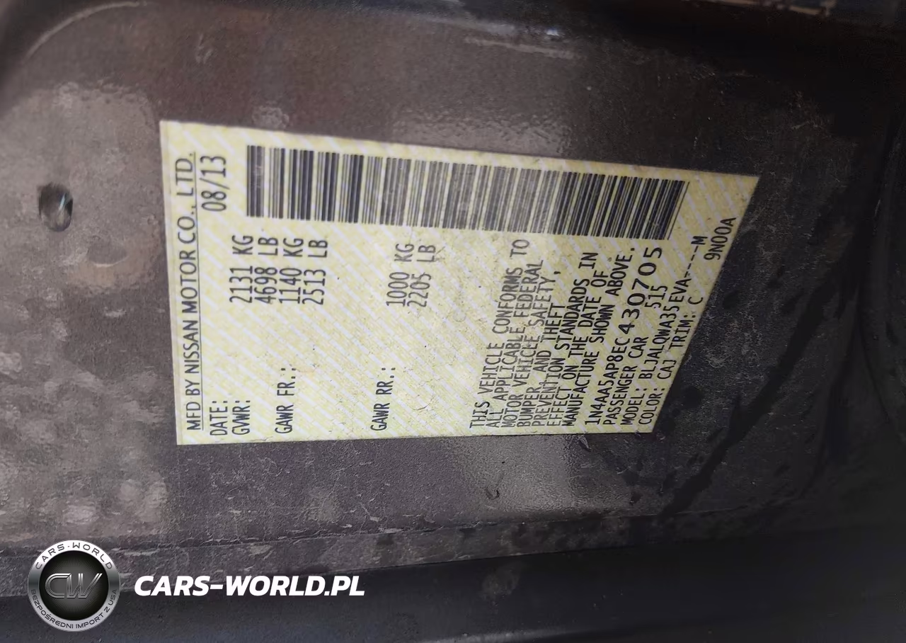 2014 Nissan Maxima 3.5 S VIN:1N4AA5AP8EC430705 - 9