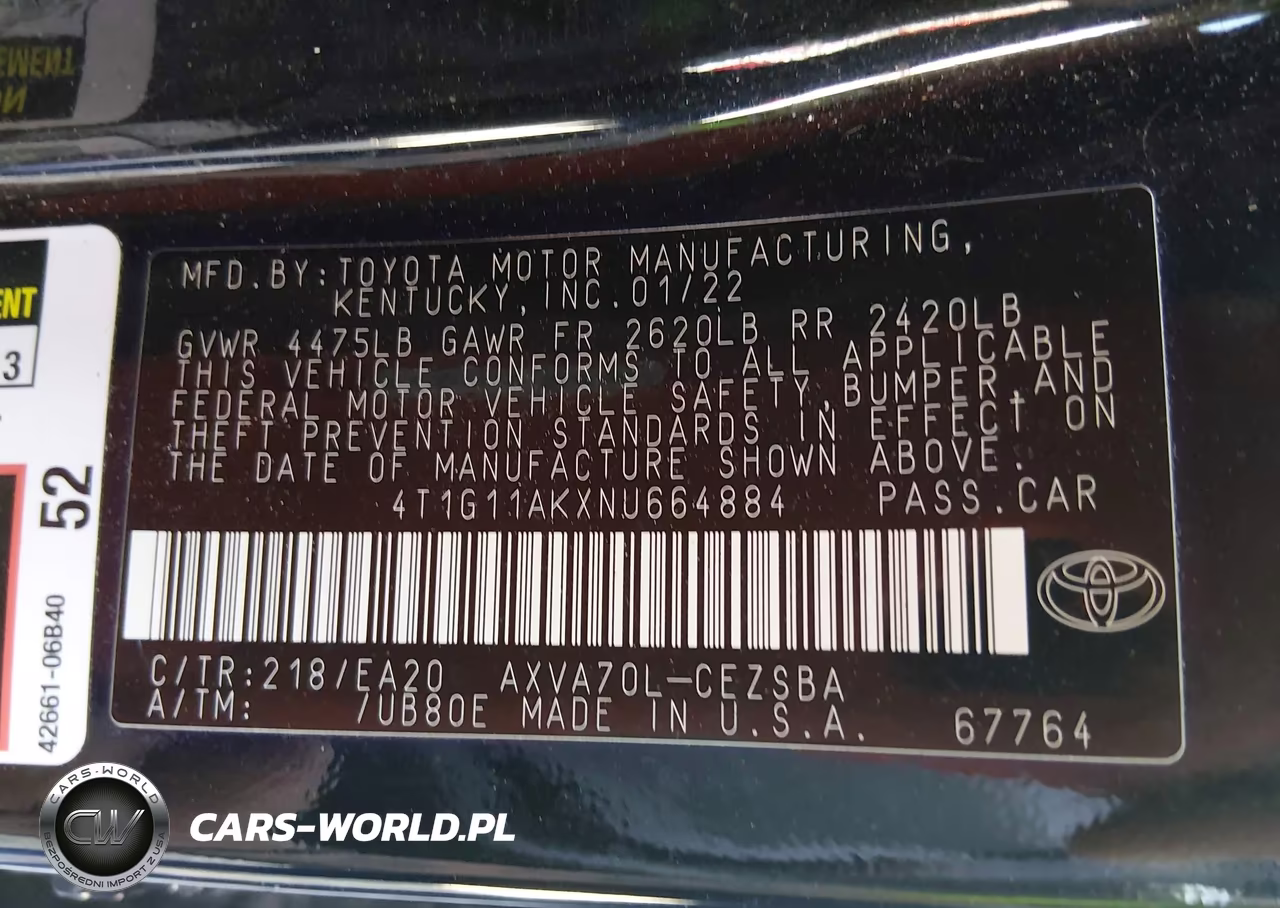 2022 Toyota Camry Se VIN:4T1G11AKXNU664884 - 9