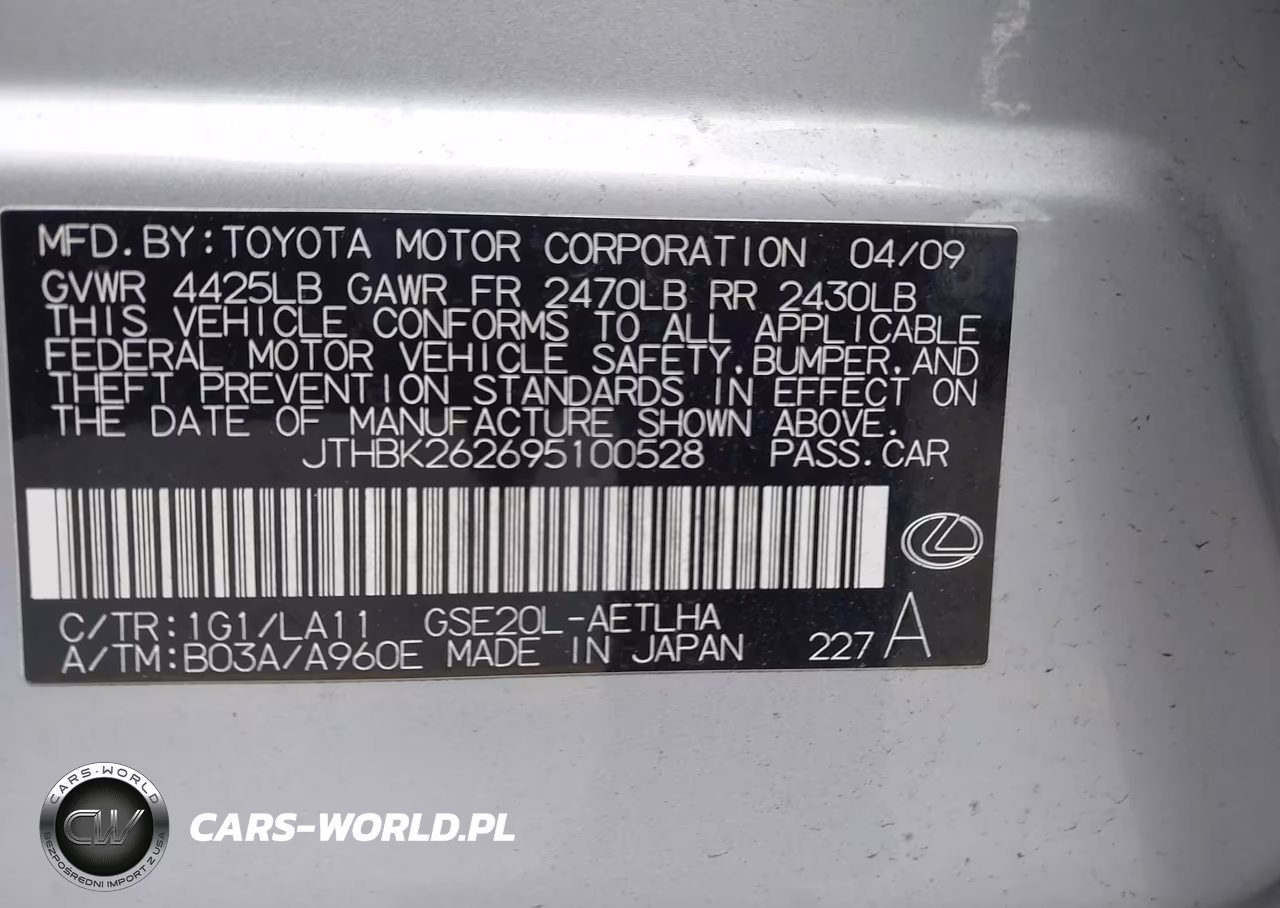 2009 Lexus Is 250 VIN:JTHBK262695100528 - 9