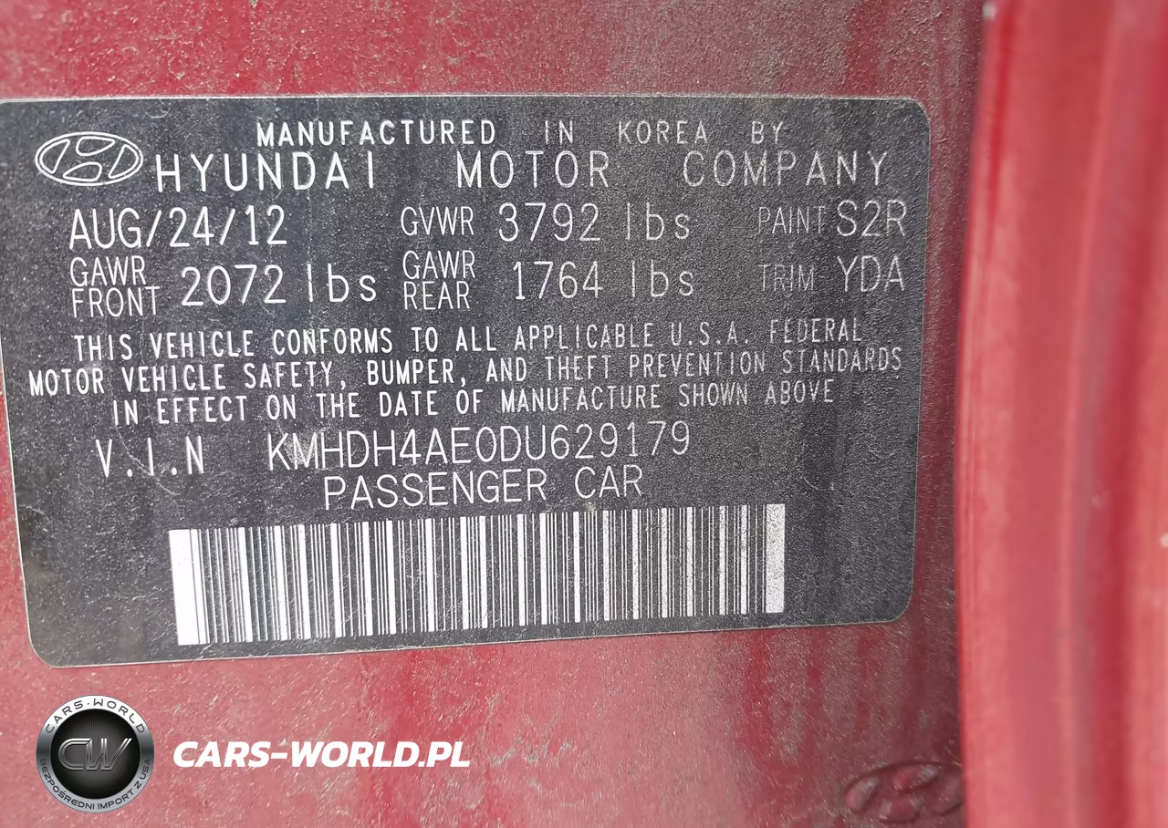 2013 Hyundai Elantra Gls VIN:KMHDH4AE0DU629179 - 9