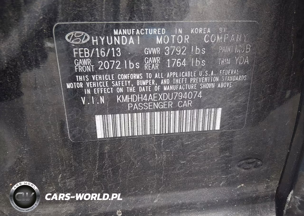 2013 Hyundai Elantra Gls VIN:KMHDH4AEXDU794074 - 9