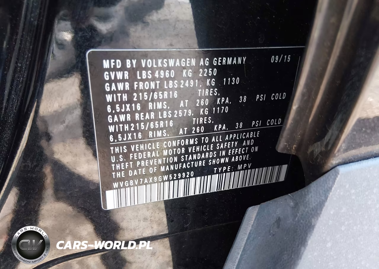 2016 Volkswagen Tiguan S VIN:WVGBV7AX9GW529920 - 9