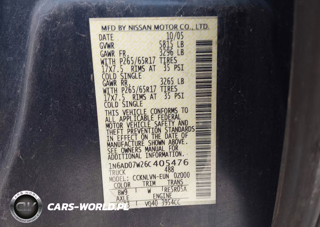 2006 Nissan Frontier Le VIN:1N6AD07W26C405476 - 9