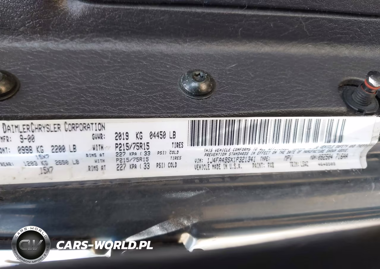 2001 Jeep Wrangler Sport VIN:1J4FA49SX1P321341 - 9