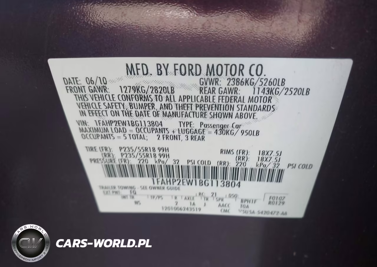 2011 Ford Taurus Sel VIN:1FAHP2EW1BG113804 - 9