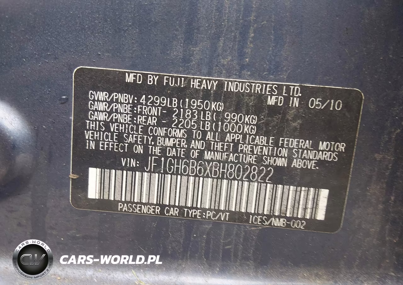 2011 Subaru Impreza 2.5I Premium VIN:JF1GH6B6XBH802822 - 9