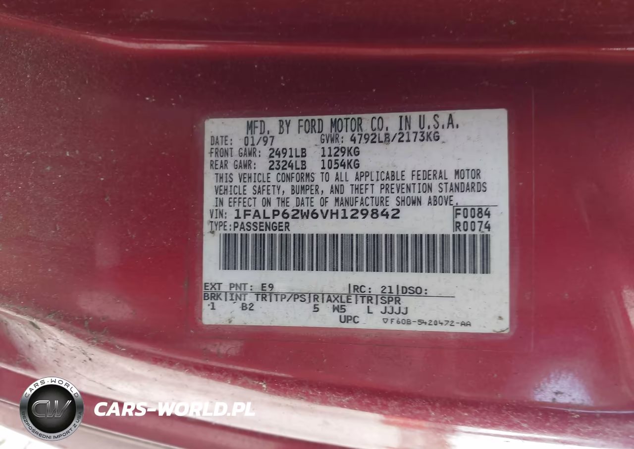 1997 Ford Thunderbird Lx VIN:1FALP62W6VH129842 - 9