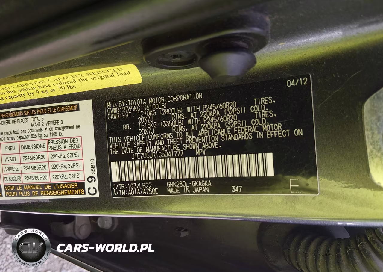 2012 Toyota 4Runner Limited VIN:JTEZU5JR1C5041777 - 9