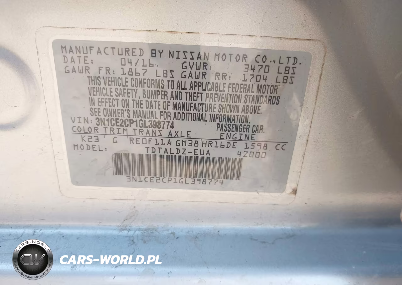 2016 Nissan Versa Note S (Sr)-S Plus-Sl-Sr-Sv VIN:3N1CE2CP1GL398774 - 9