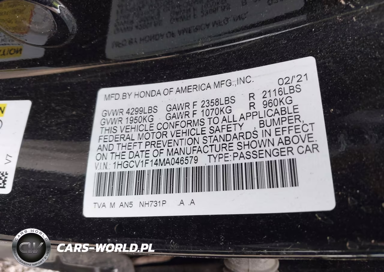 2021 Honda Accord Lx VIN:1HGCV1F14MA046579 - 9