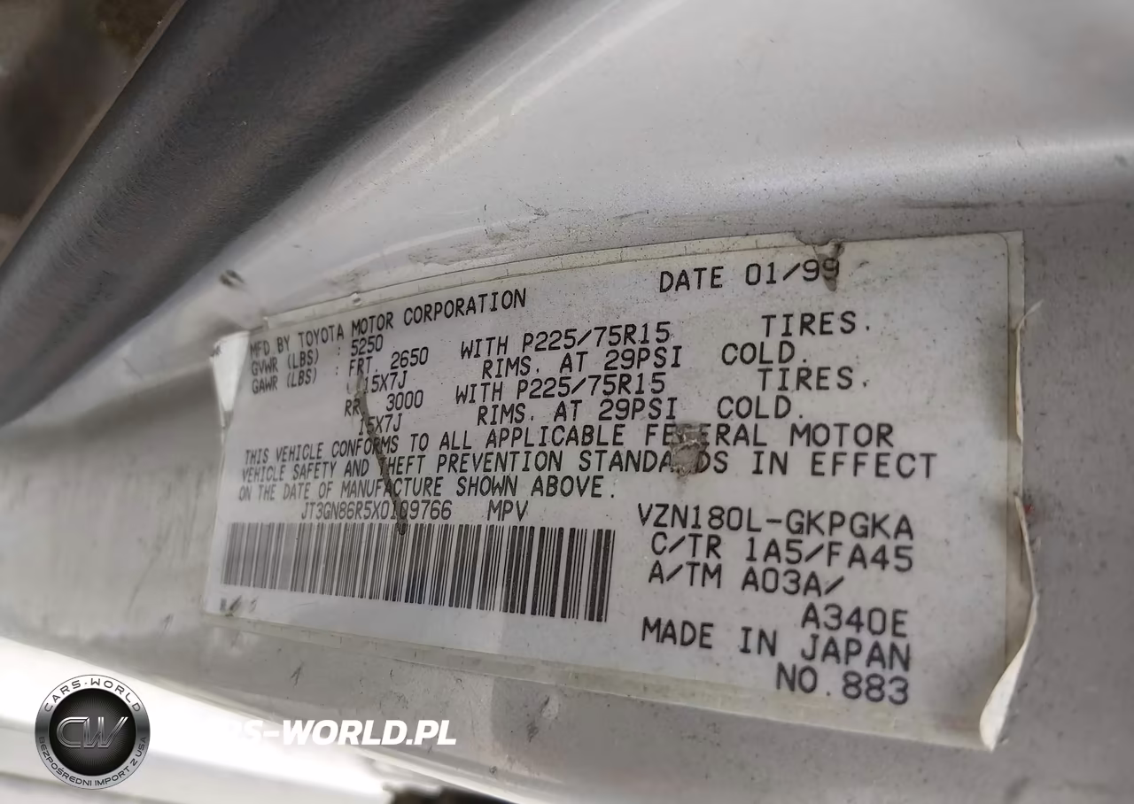 1999 Toyota 4Runner Sr5 V6 VIN:JT3GN86R5X0109766 - 9