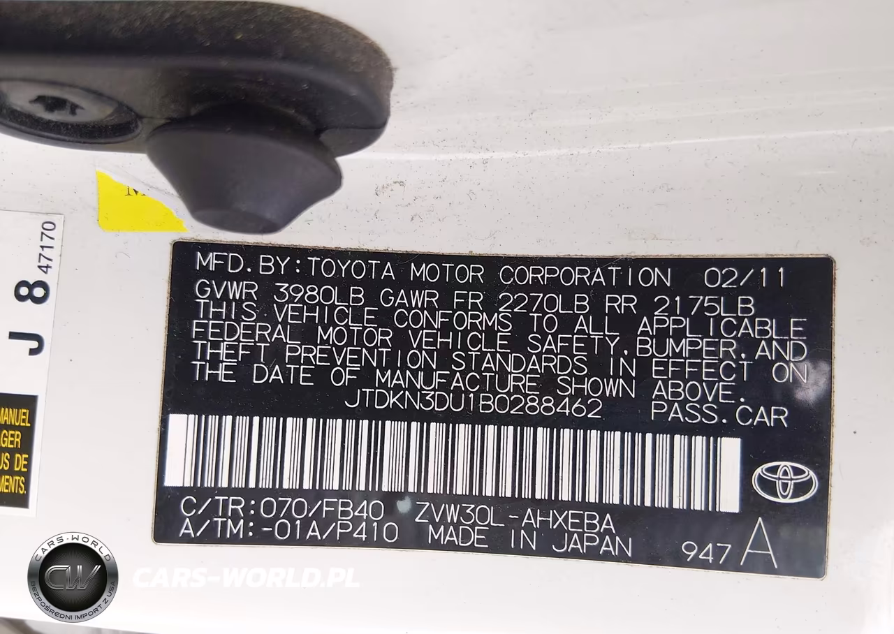 2011 Toyota Prius Two VIN:JTDKN3DU1B0288462 - 9