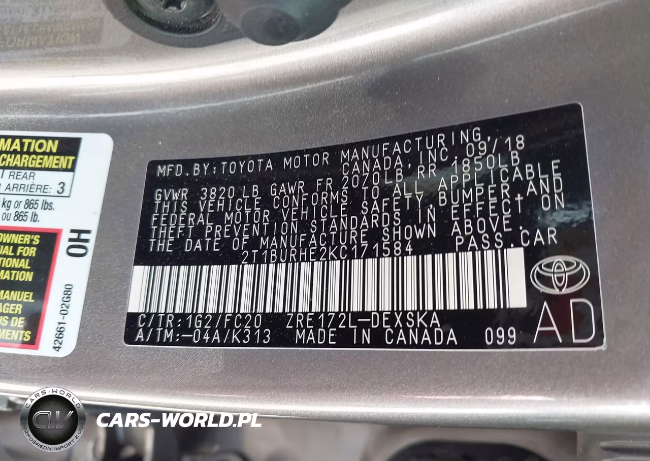2019 Toyota Corolla Se VIN:2T1BURHE2KC171584 - 9