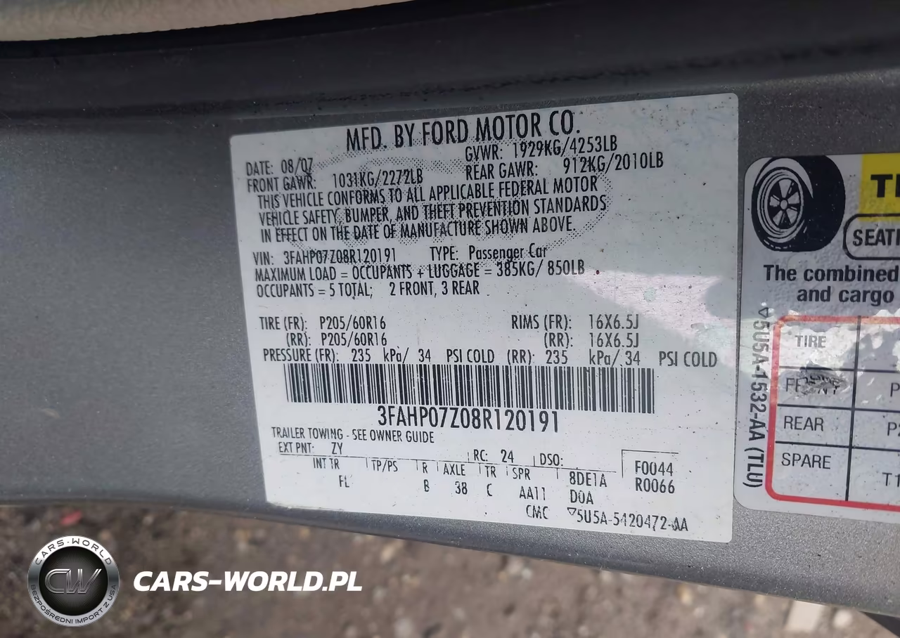 2008 Ford Fusion Se VIN:3FAHP07Z08R120191 - 9