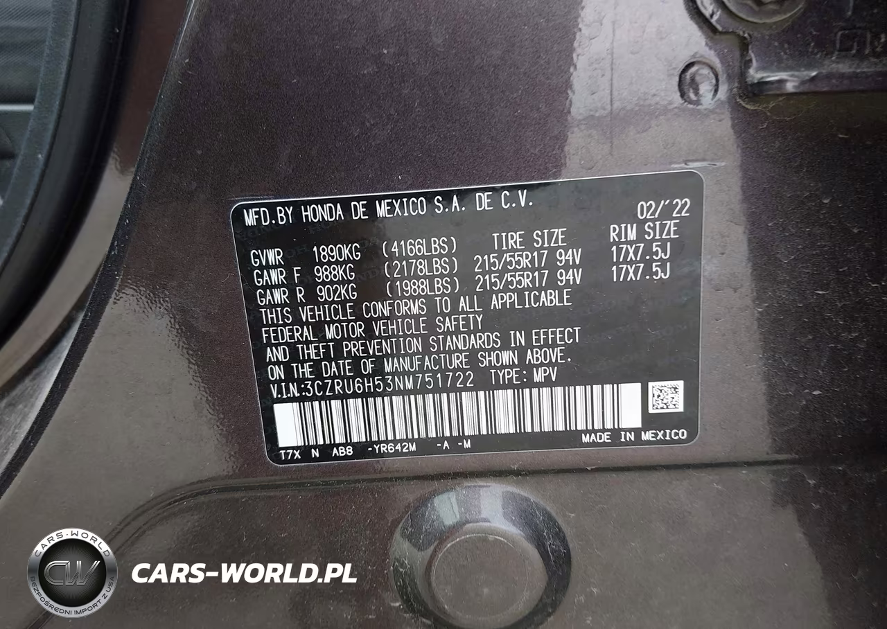 2022 Honda Hr-V Awd Ex VIN:3CZRU6H53NM751722 - 9