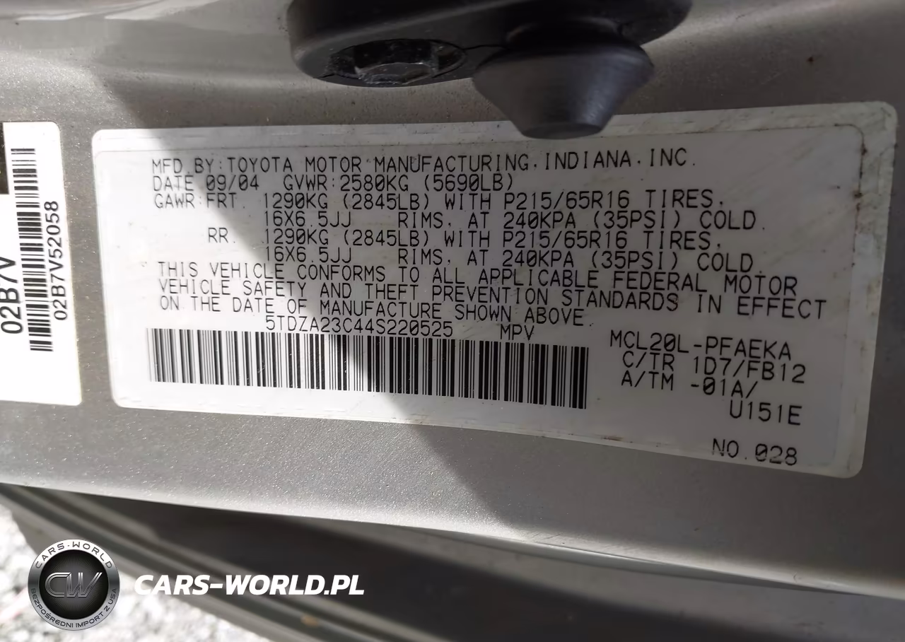 2004 Toyota Sienna Le VIN:5TDZA23C44S220525 - 9