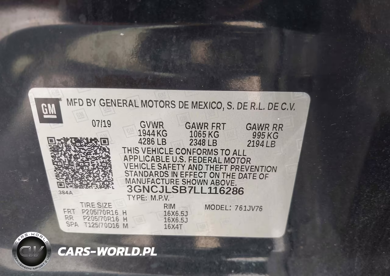 2020 Chevrolet Trax Fwd Lt VIN:3GNCJLSB7LL116286 - 9
