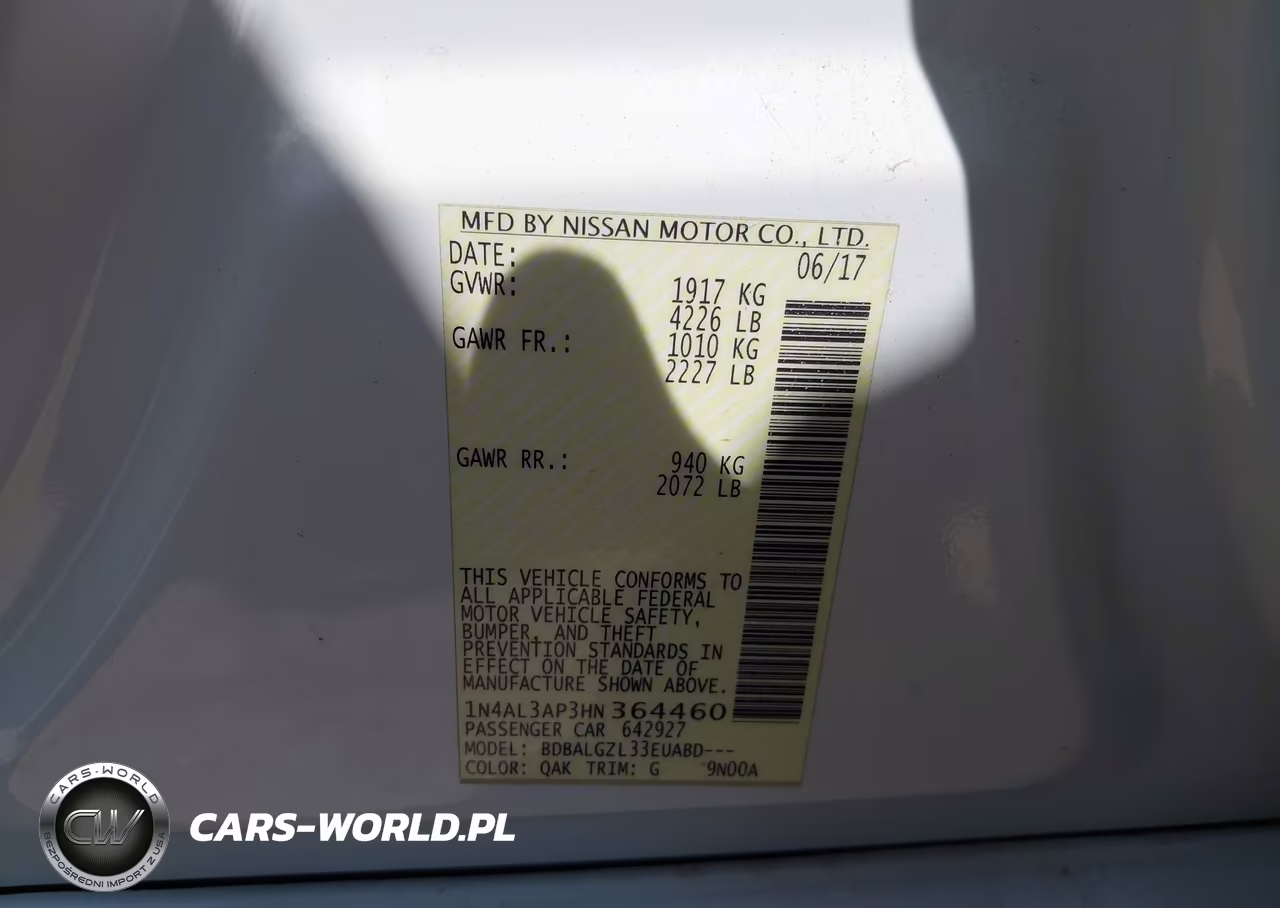 2017 Nissan Altima 2.5 S VIN:1N4AL3AP3HN364460 - 9