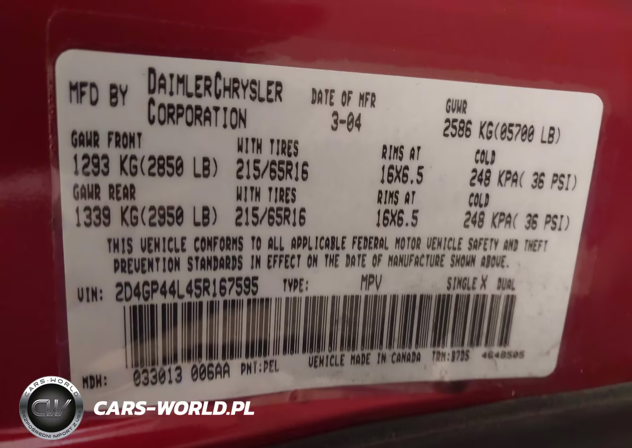 2005 Dodge Caravan Sxt VIN:2D4GP44L45R167595 - 9