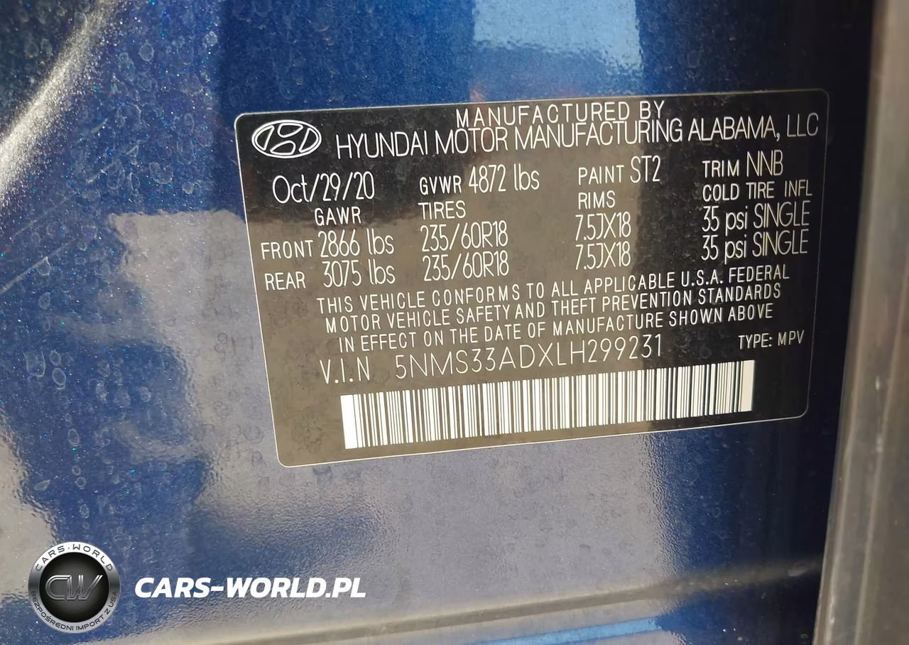 2020 Hyundai Santa Fe Sel VIN:5NMS33ADXLH299231 - 9