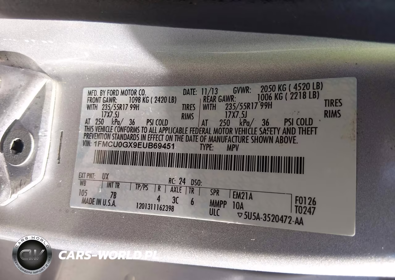 2014 Ford Escape Se VIN:1FMCU0GX9EUB69451 - 9