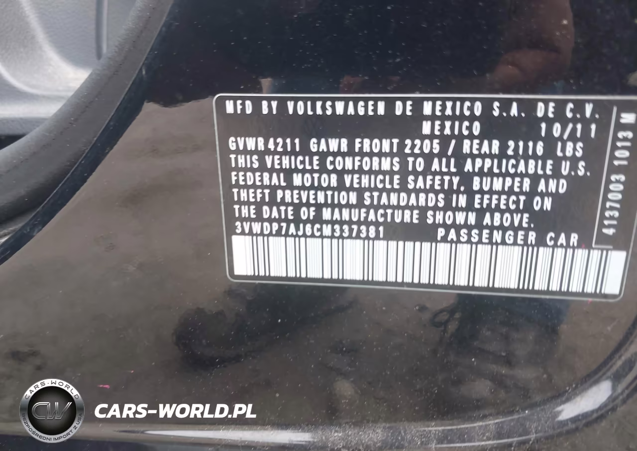 2012 Volkswagen Jetta 2.5L Se VIN:3VWDP7AJ6CM337381 - 9