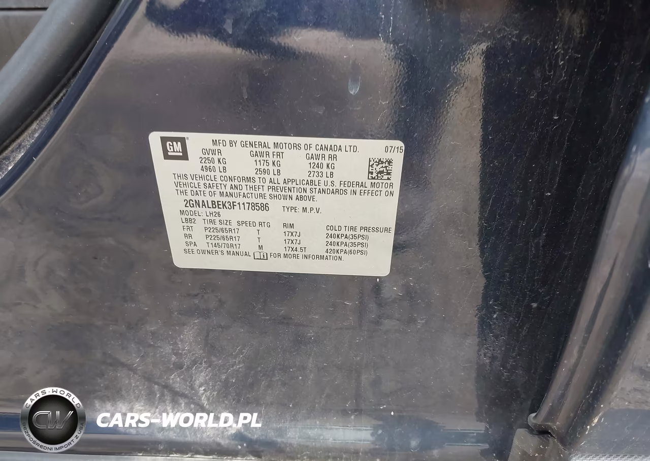 2015 Chevrolet Equinox Lt VIN:2GNALBEK3F1178586 - 9