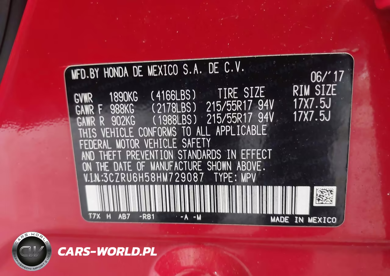 2017 Honda Hr-V Ex VIN:3CZRU6H58HM729087 - 9