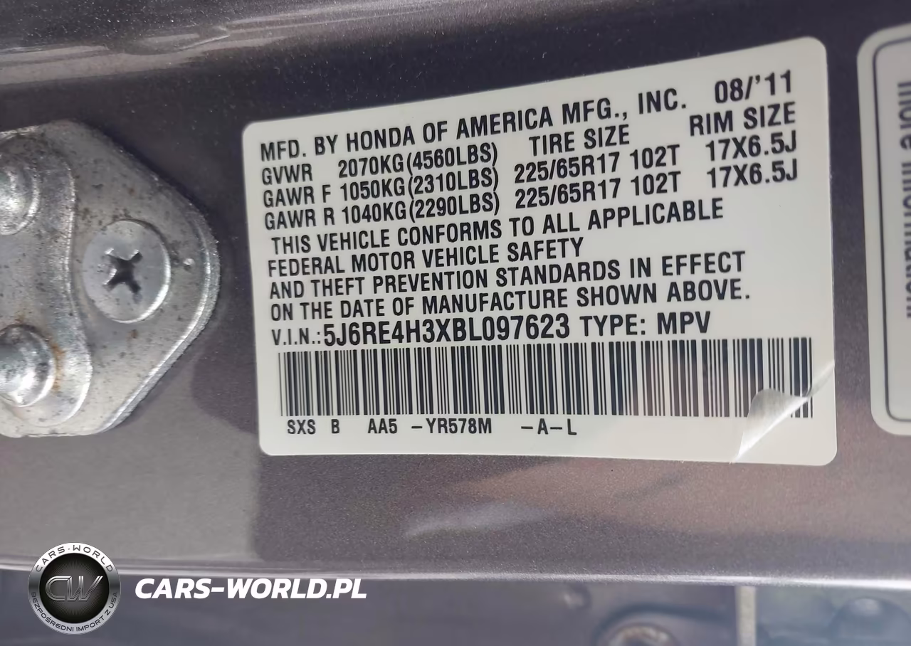 2011 Honda Cr-V Lx VIN:5J6RE4H3XBL097623 - 9