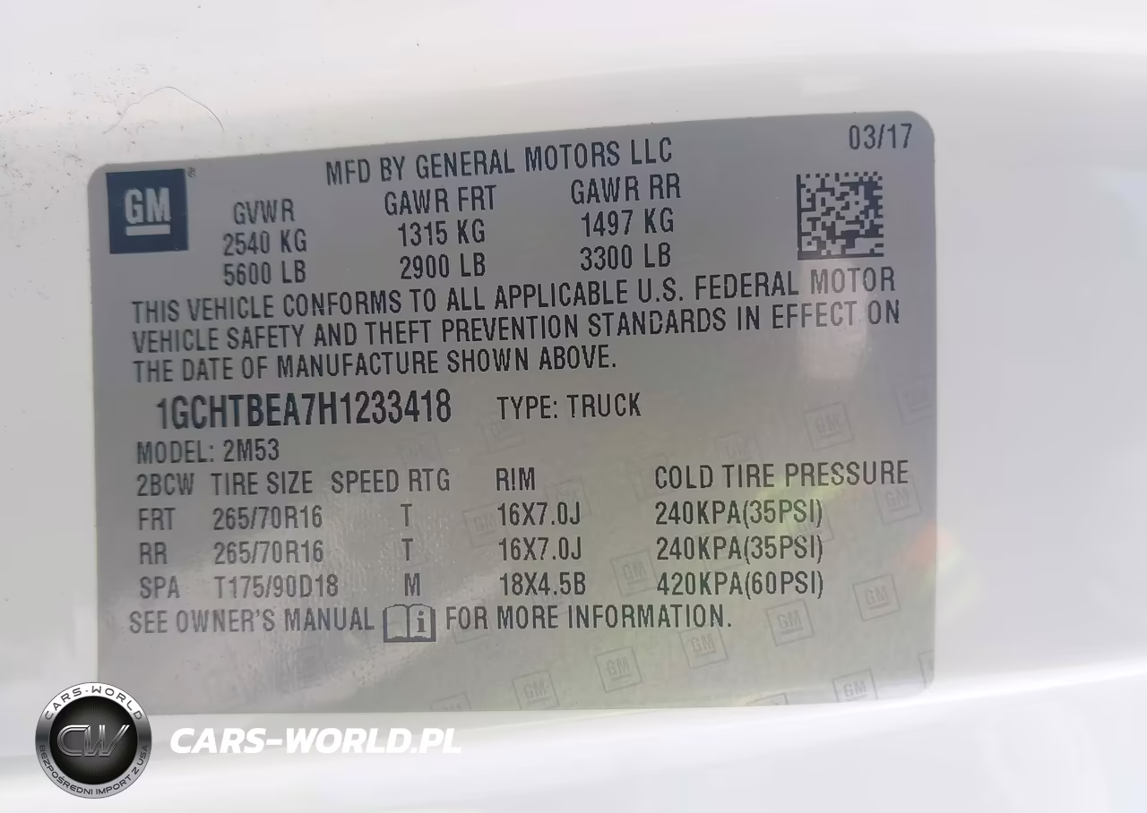 2017 Chevrolet Colorado 4Wd Wt VIN:1GCHTBEA7H1233418 - 9