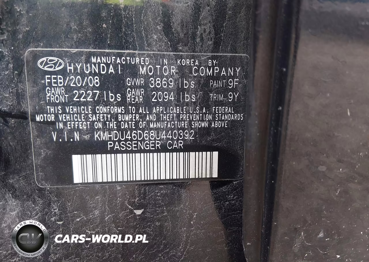 2008 Hyundai Elantra Gls-Se VIN:KMHDU46D68U440392 - 9
