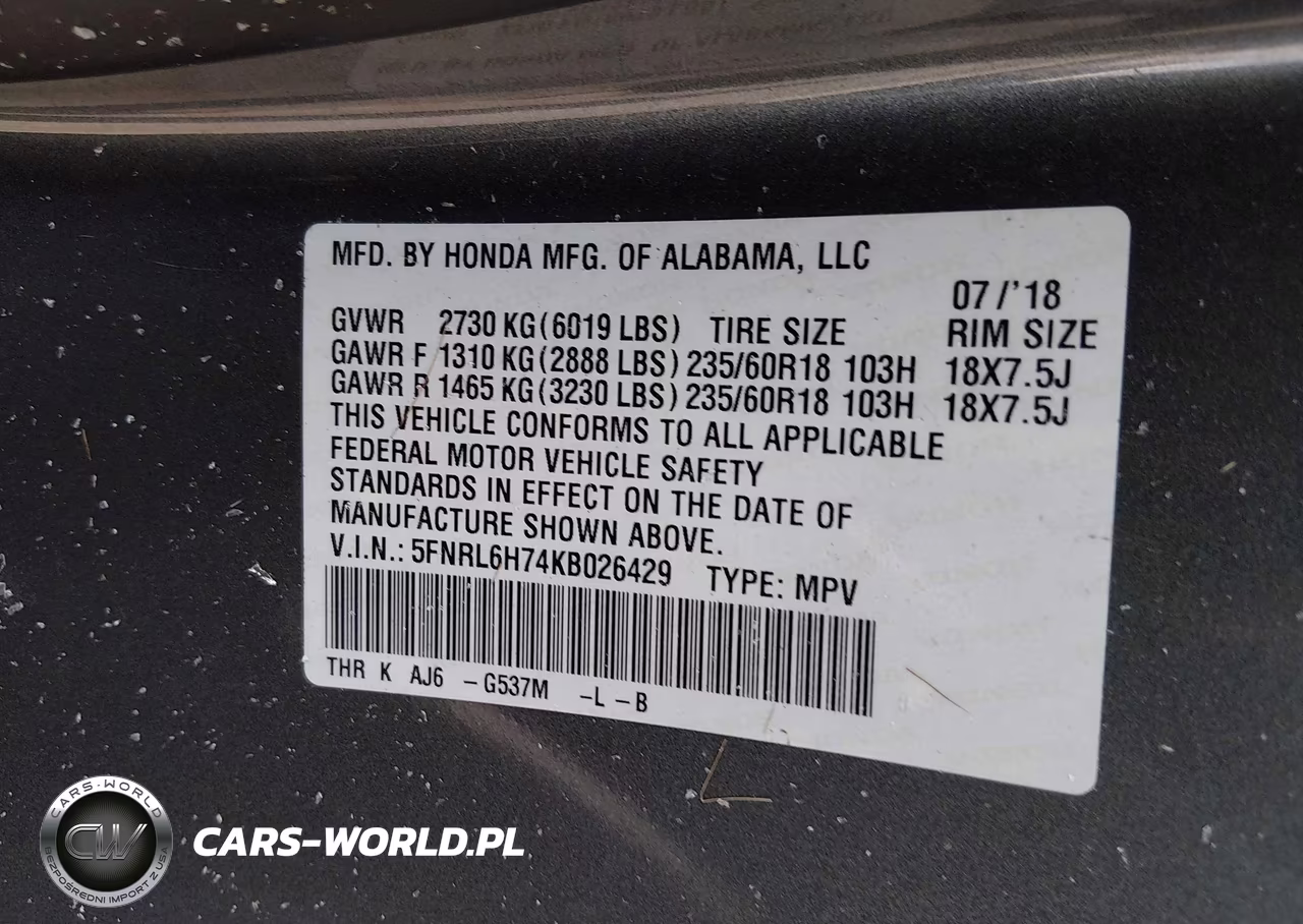 2019 Honda Odyssey Ex-L VIN:5FNRL6H74KB026429 - 9