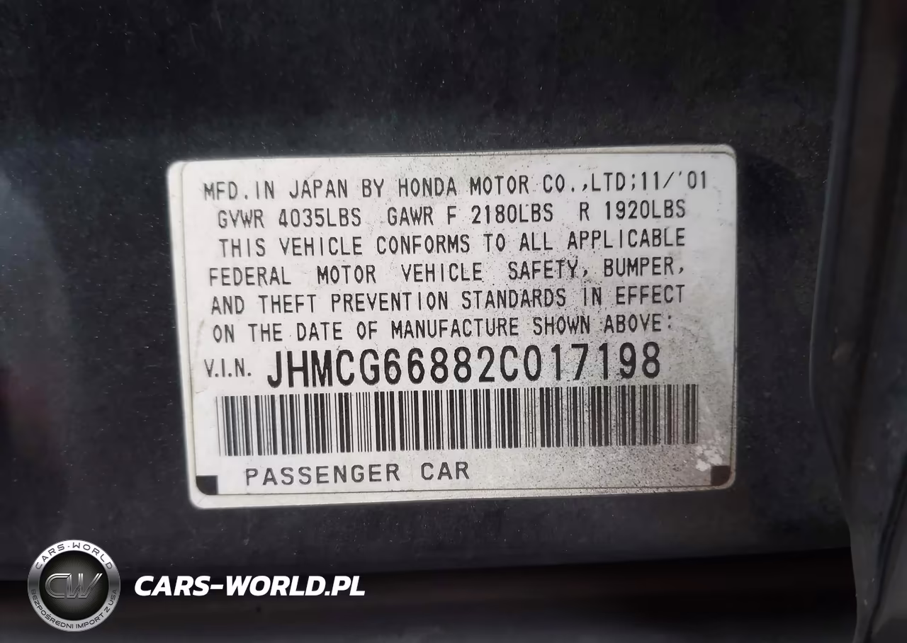 2002 Honda Accord 2.3 Ex-2.3 Se VIN:JHMCG66882C017198 - 9