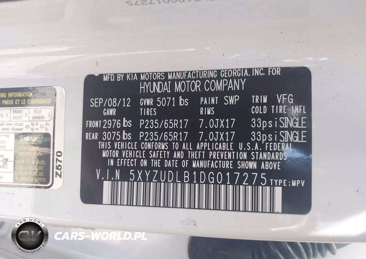 2013 Hyundai Santa Fe Sport VIN:5XYZUDLB1DG017275 - 9