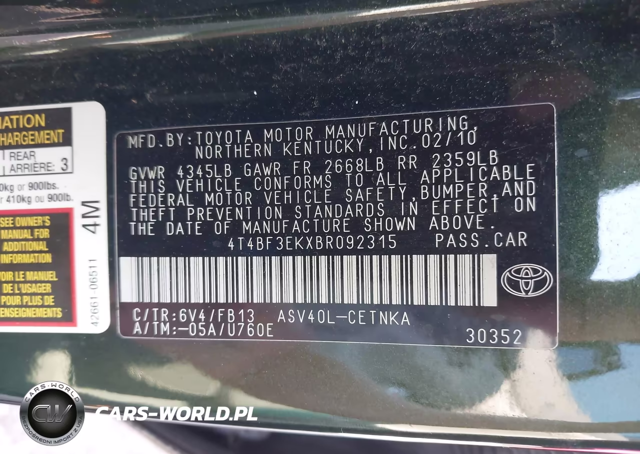 2011 Toyota Camry Le VIN:4T4BF3EKXBR092315 - 9