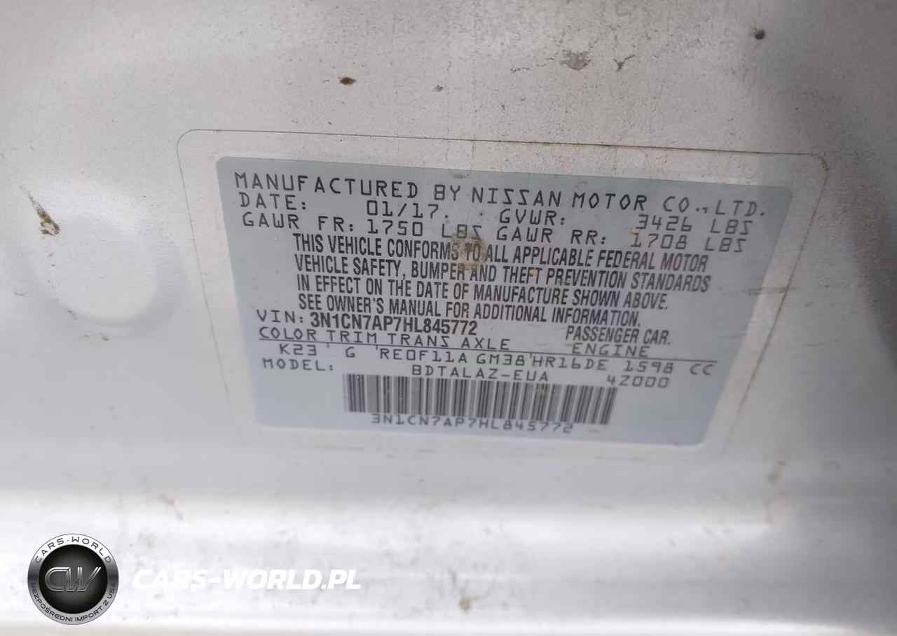 2017 Nissan Versa 1.6 S+ VIN:3N1CN7AP7HL845772 - 9