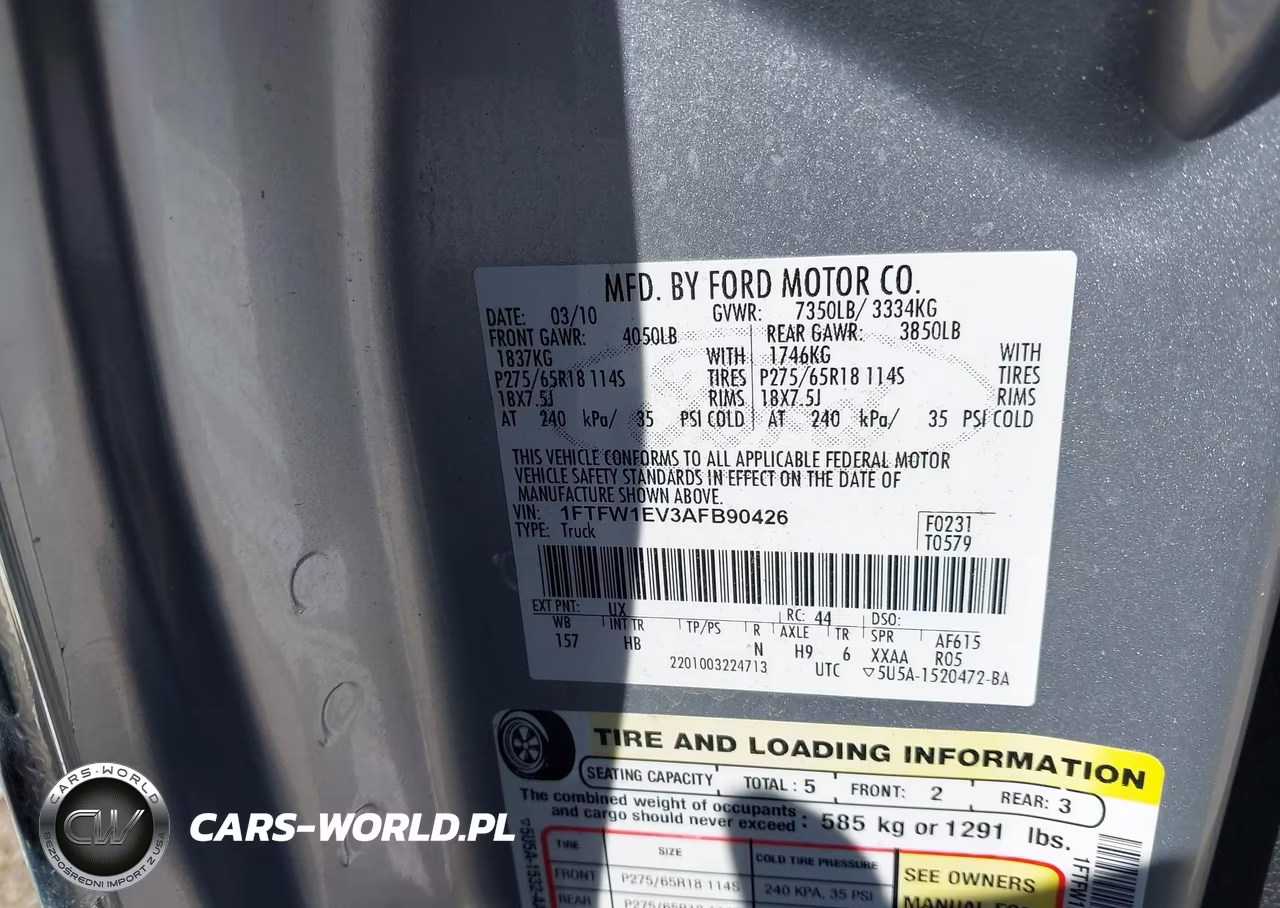 2010 Ford F150 Supercrew VIN:1FTFW1EV3AFB90426 - 9