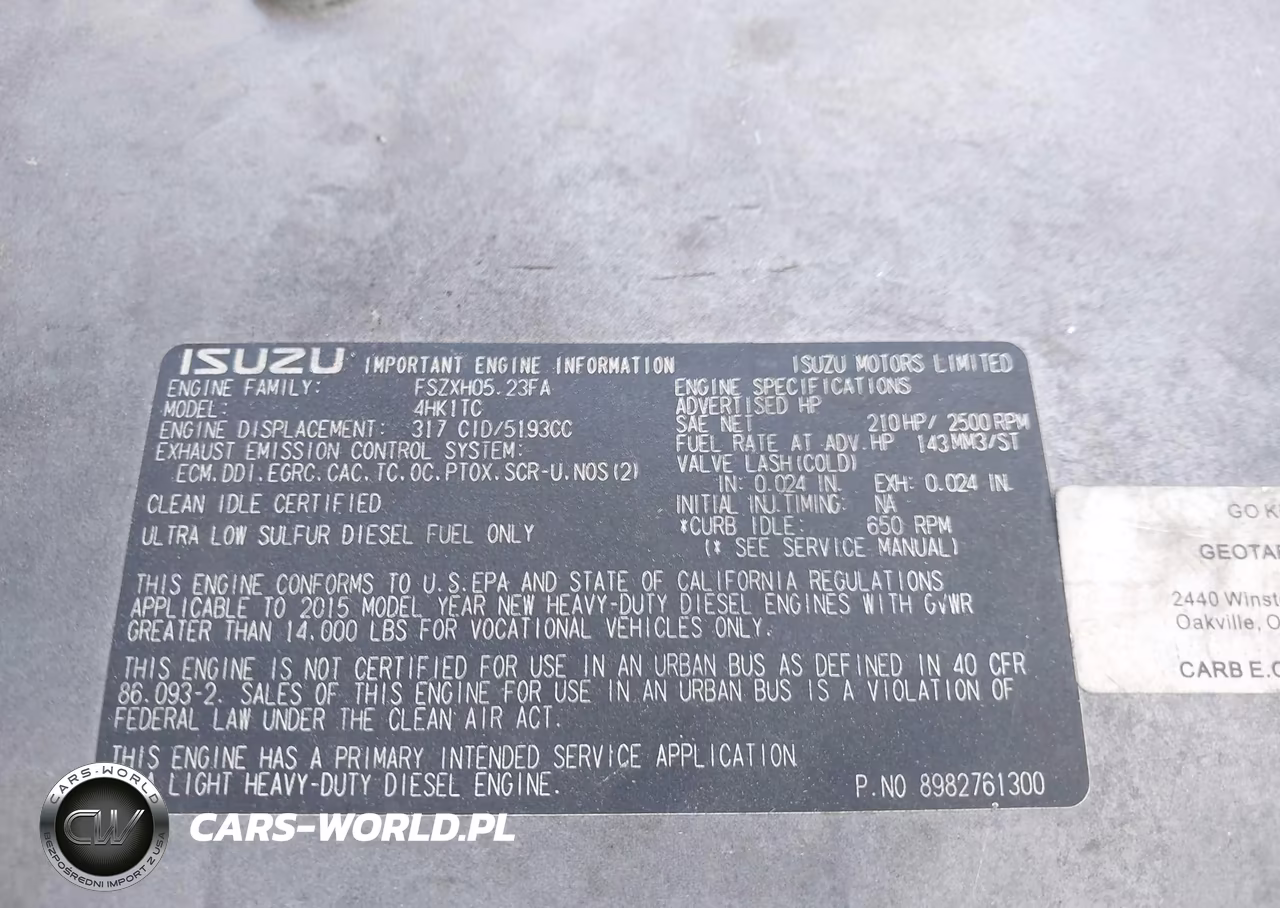 2016 Isuzu Dsl Reg At VIN:JALE5W163G7301357 - 12