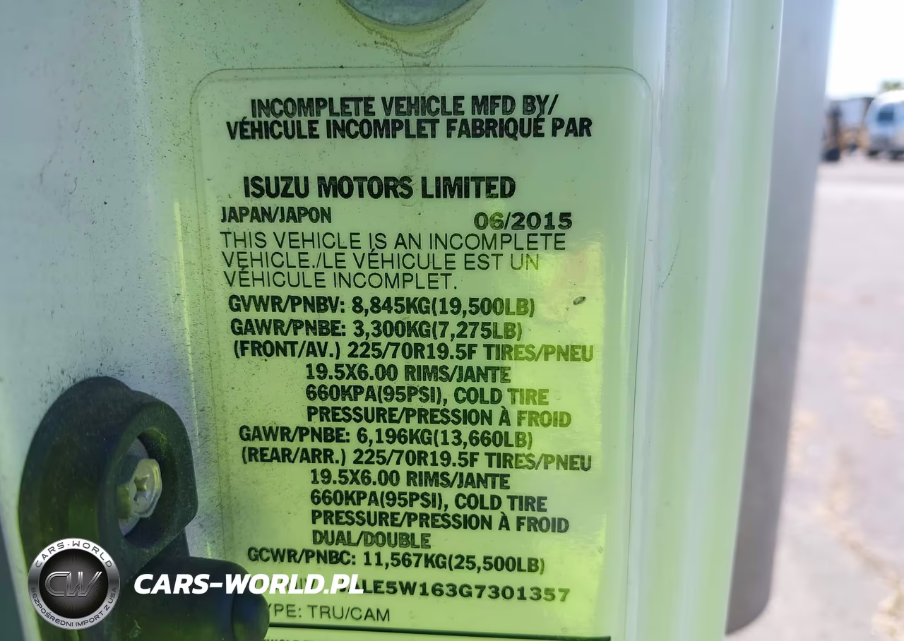 2016 Isuzu Dsl Reg At VIN:JALE5W163G7301357 - 9
