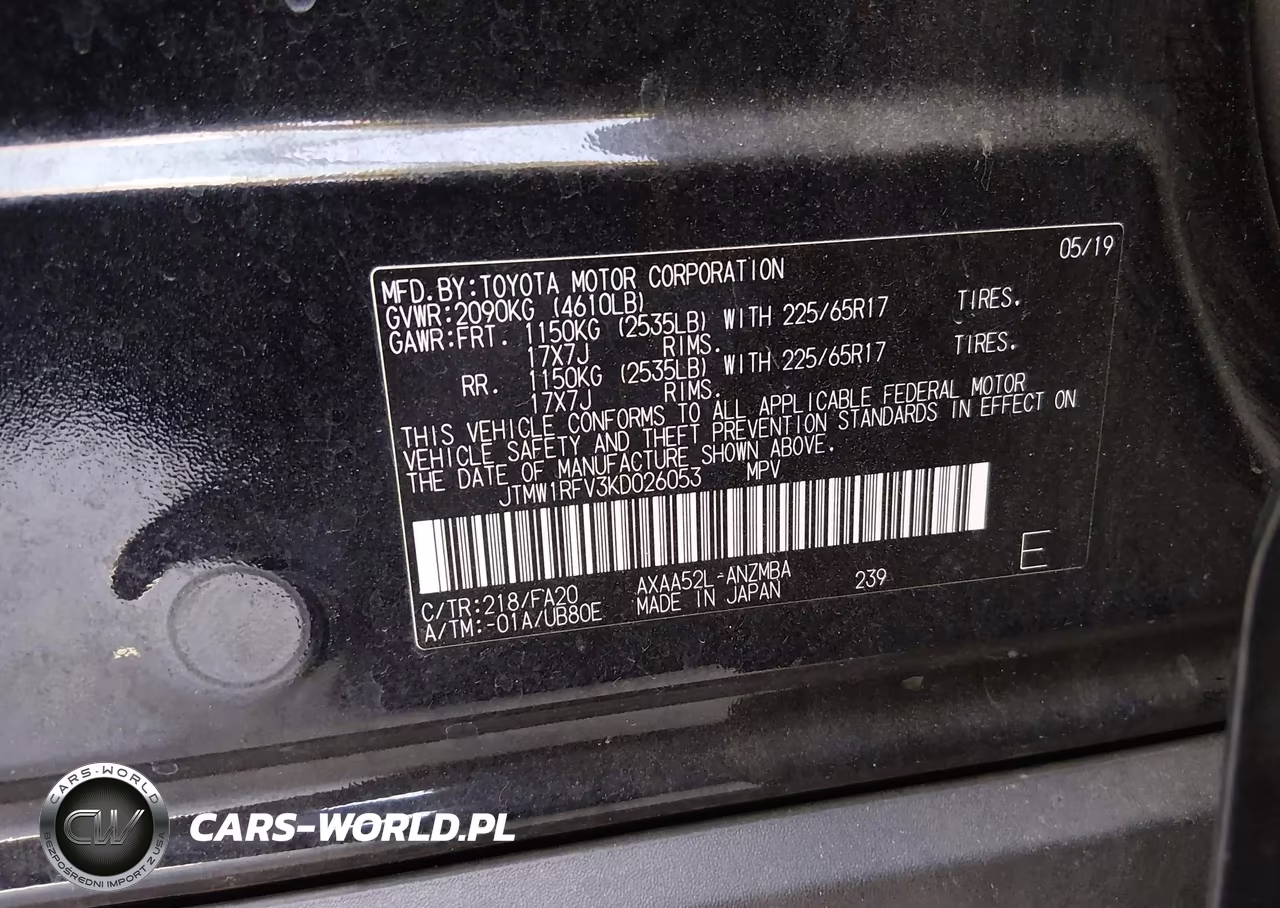 2019 Toyota Rav4 Xle VIN:JTMW1RFV3KD026053 - 9