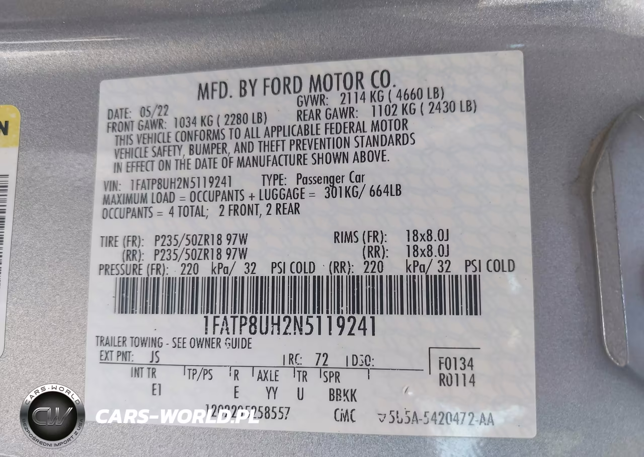 2022 Ford Mustang Ecoboost Premium VIN:1FATP8UH2N5119241 - 9