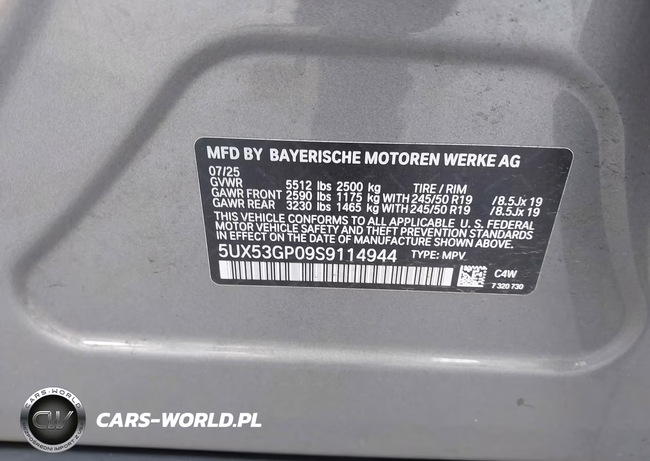 2025 BMW X3 30 xDrive VIN:5UX53GP09S9114944 - 9