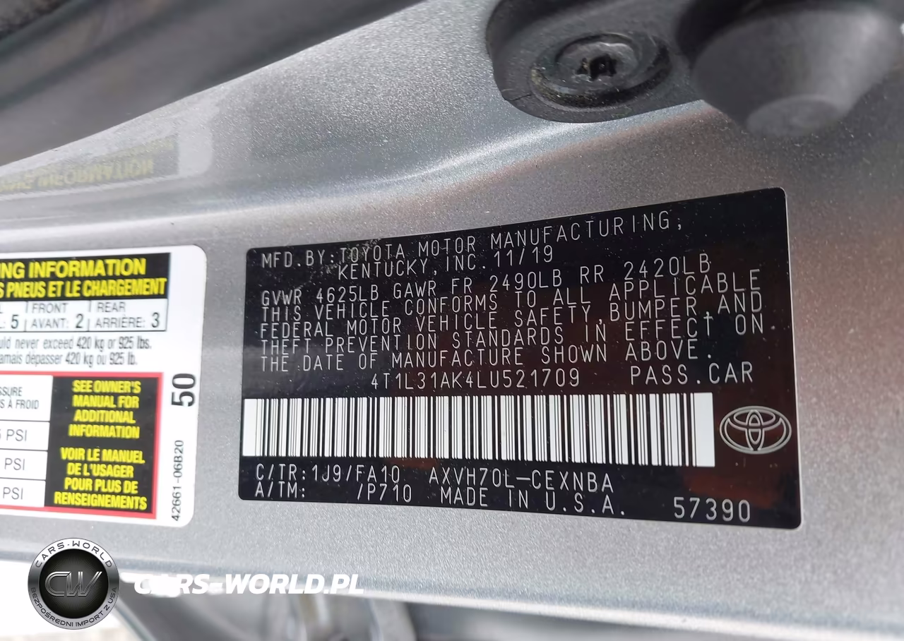 2020 Toyota Camry Le Hybrid VIN:4T1L31AK4LU521709 - 9