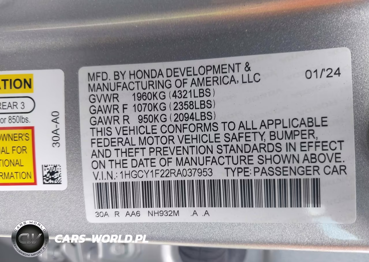 2024 Honda Accord Lx VIN:1HGCY1F22RA037953 - 9