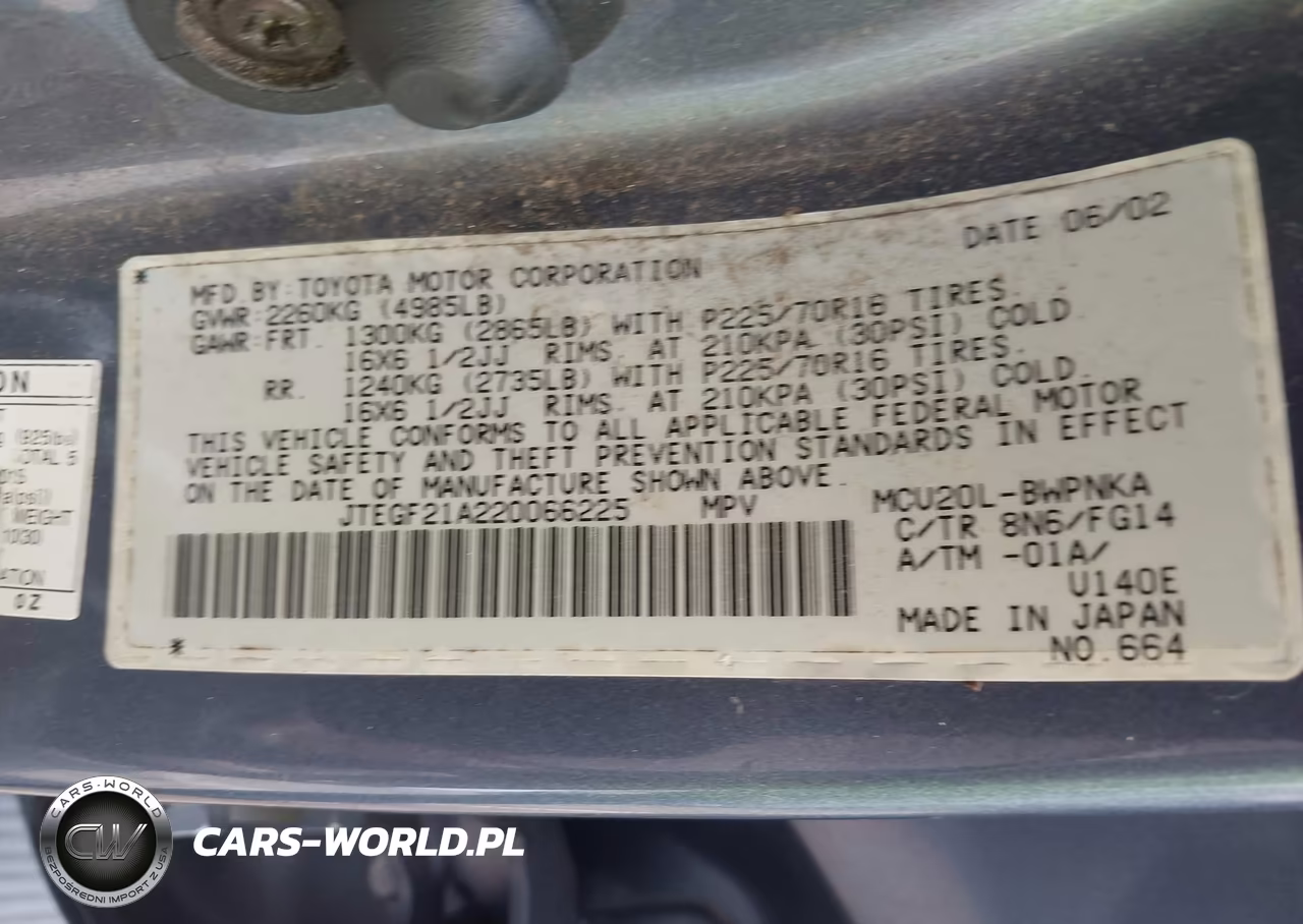 2002 Toyota Highlander V6 VIN:JTEGF21A220066225 - 9