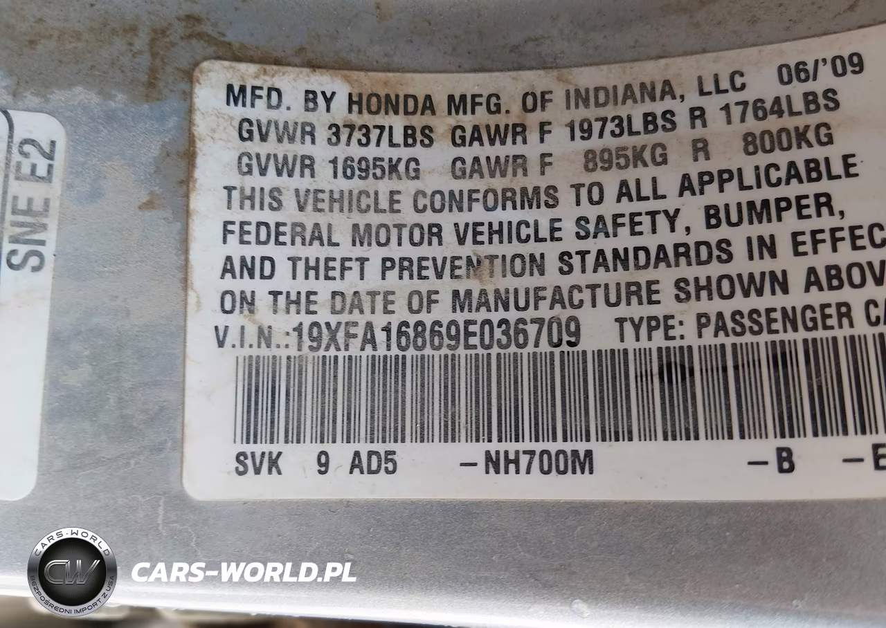 2009 Honda Civic Ex VIN:19XFA16869E036709 - 9